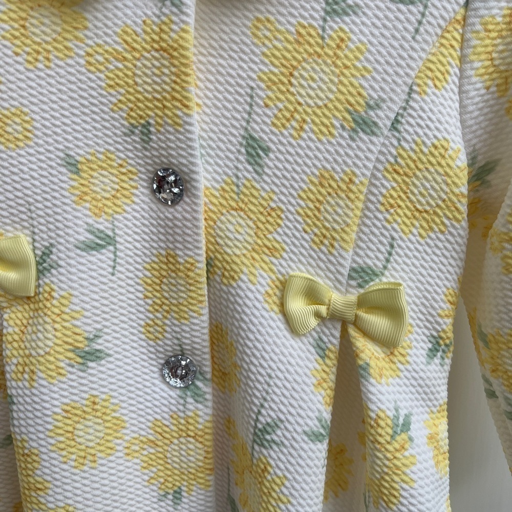 NWOT Nanette Baby 18M White and Yellow Floral Long Button Down Coat - Picture 2 of 4